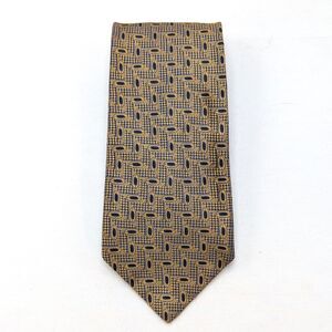 Bruno Piattelli Silk Tie  Blue & Gold Color Shift Houndstooth Geometric Pattern